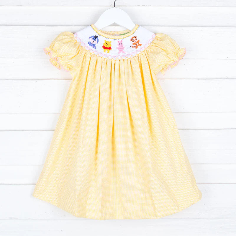 Pooh Bear Friends Smocked Bishop Dress | Classic Whimsy