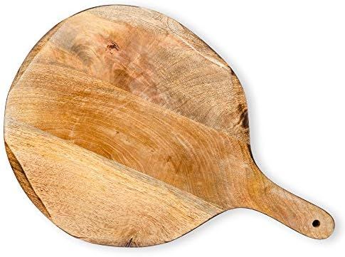 GoCraft Round Wooden Cutting Board | Mango Wood Pizza Peel | Chopping, Prep, Serve Board | Charcuter | Amazon (US)