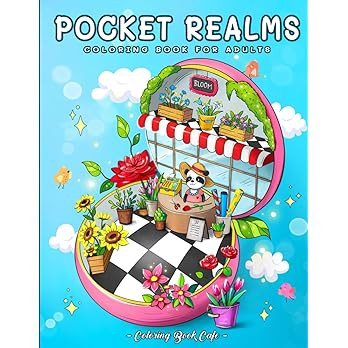 Pocket Realms: A Coloring Book for Adults Featuring Mini Worlds with Cute Characters and Tiny Ite... | Amazon (US)