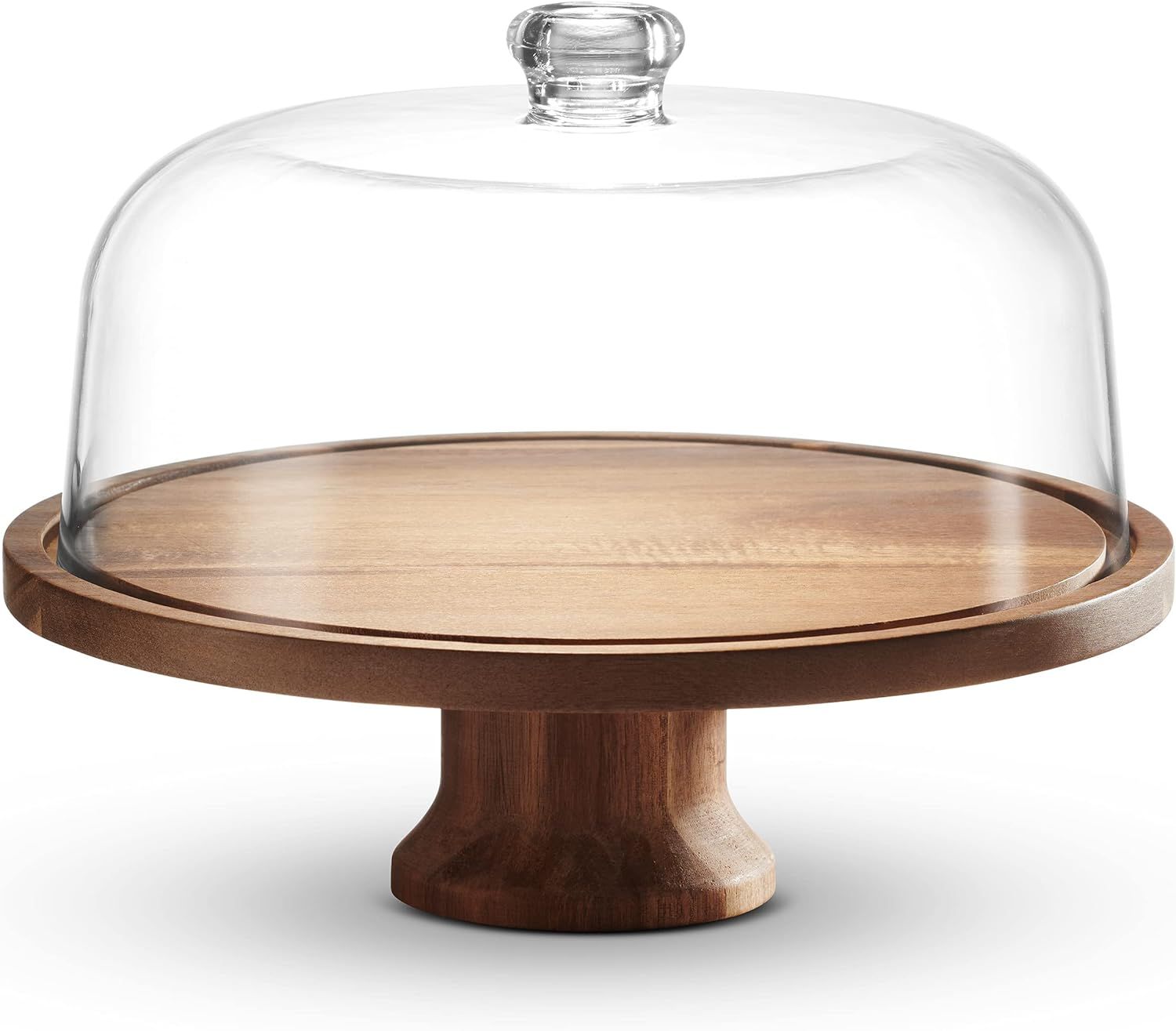 Godinger Cake Stand, Footed Cake Plate with Dome, Acaciawood and Shaterproof Acrylic Lid, Wood Ca... | Amazon (US)