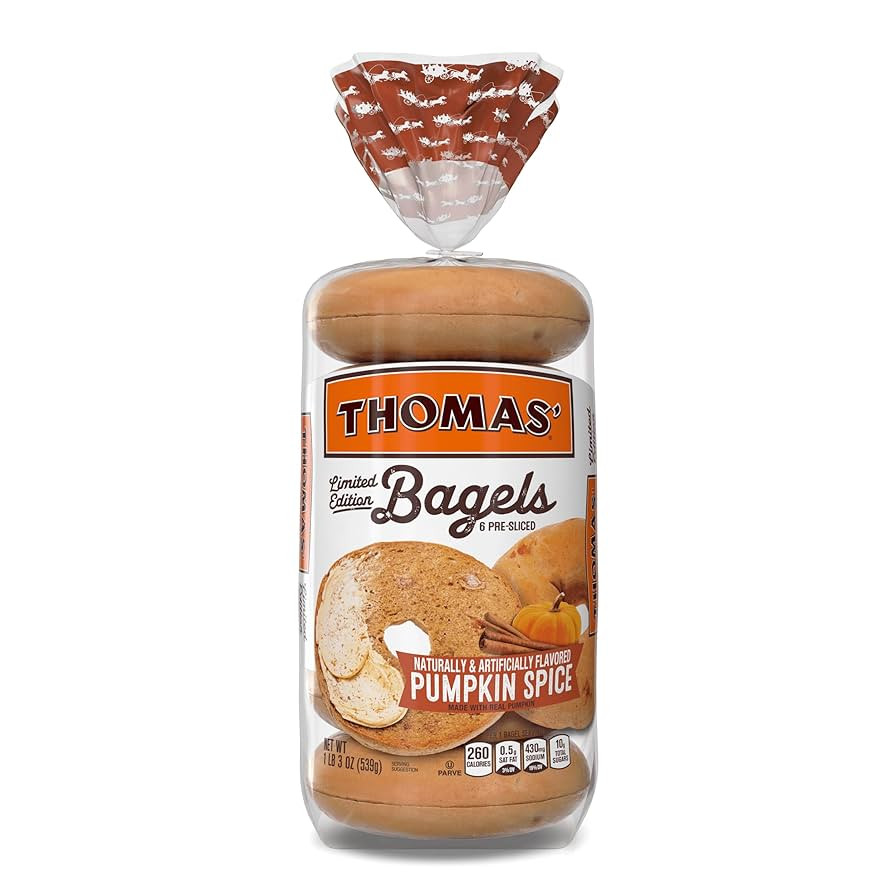 Thomas' Pumpkin Spice Bagels, 6 count, (3.17 oz each), Bagels, Naturally and Artificially Flavore... | Amazon (US)