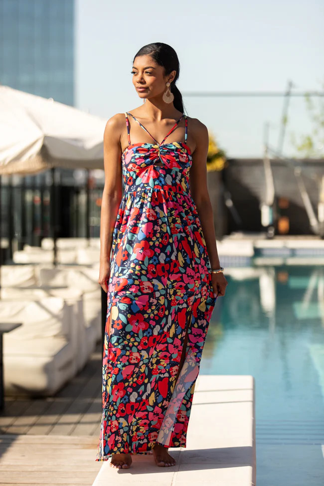 Keep It Floral Navy Printed Dress | Pink Lily