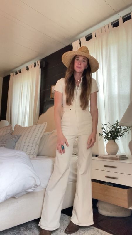 A fun little western look for Round Top this weekend. The jumpsuit fits true to size and is super stretchy and comfortable. The white is sold out but the black is so chic! My hat is my go-to always! 

#LTKparties #LTKover40 #LTKstyletip