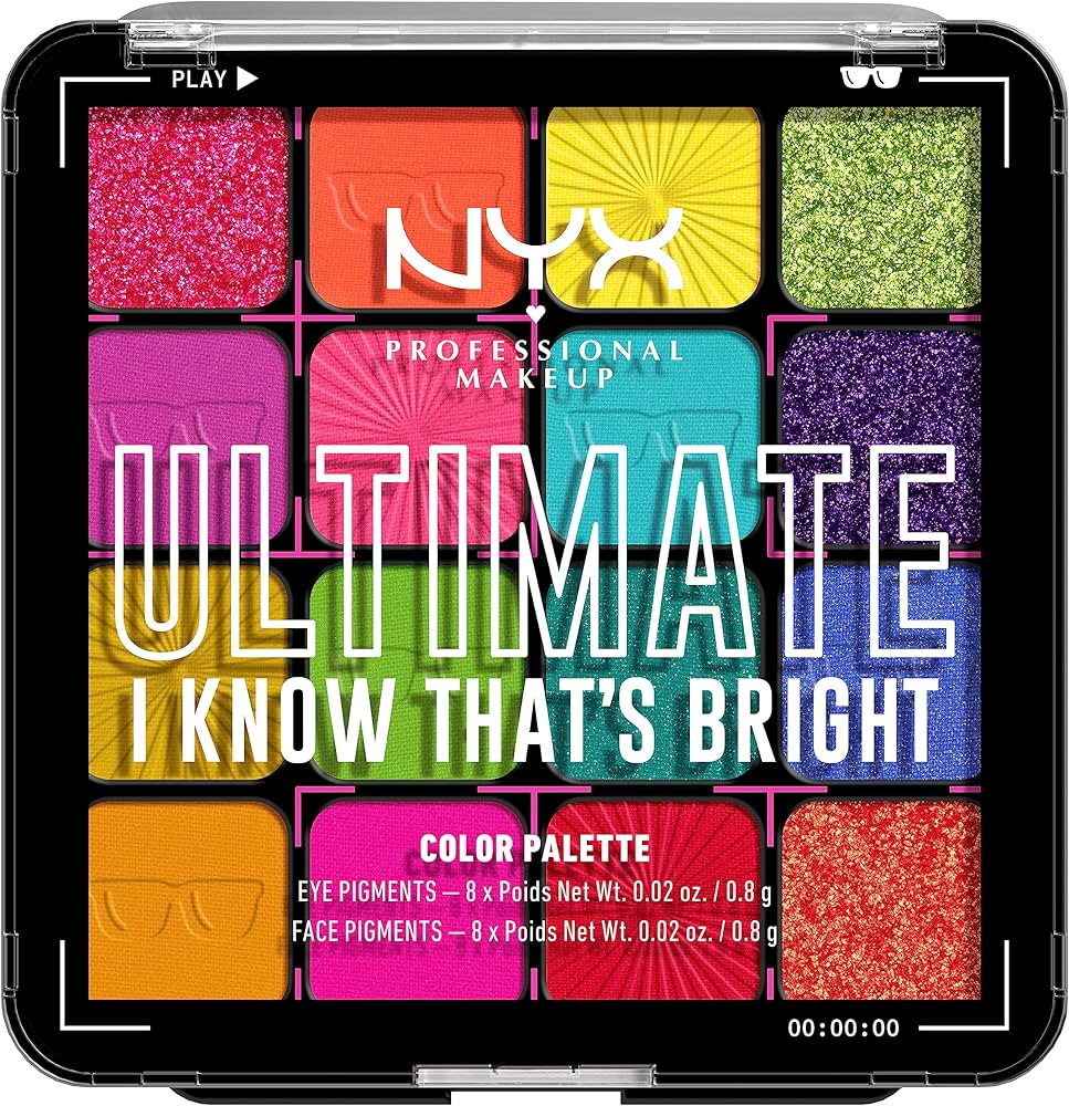 NYX PROFESSIONAL MAKEUP, Ultimate Shadow Palette, Eyeshadow Palette - I Know That's Bright | Amazon (US)