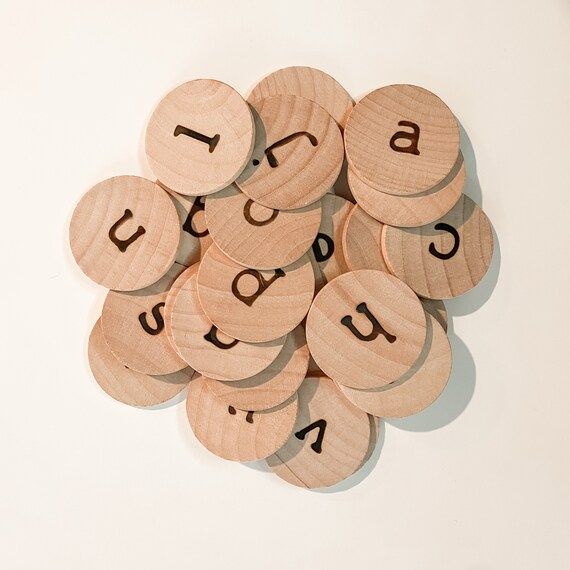 Wood Lower Case Alphabet Discs | Etsy (US)