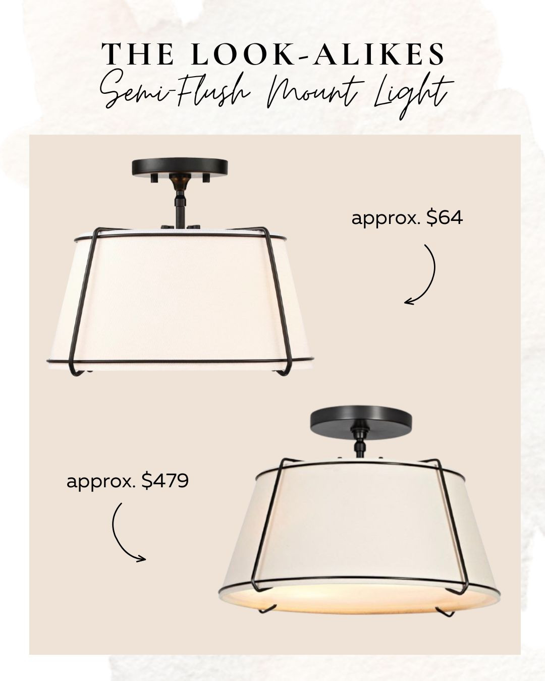 The Look-Alikes: Semi-Flush Mount Light Fixtures

home decor, home design, bedroom light, bathroom light, kitchen light, hall light, closet light 

 #LTKHome