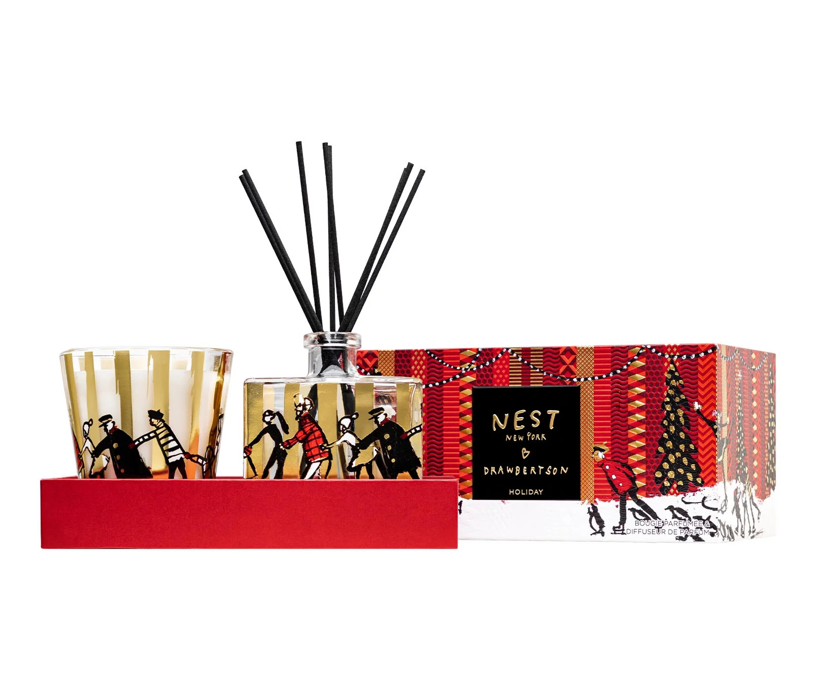 NEST NEW YORK x Drawbertson Holiday Classic Candle &amp; Reed Diffuser Set | NEST Fragrances