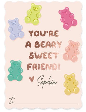 Beary Sweet Foil-Pressed Classroom Valentine's Day Cards | Minted
