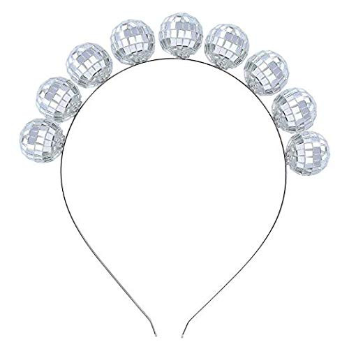 Coucoland Vintage Disco Ball Headband 1970s Disco Costume Headpiece for Disco Party (Silver) | Amazon (US)