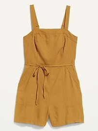 Sleeveless Waist-Defined Linen-Blend Utility Romper for Women -- 3.5-inch inseam | Old Navy (US)