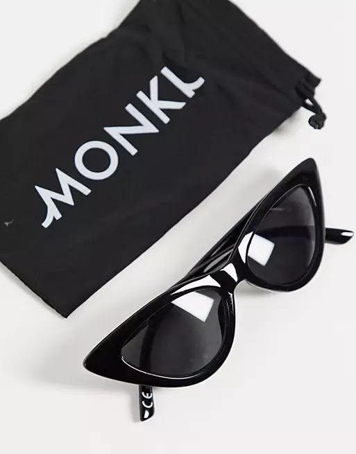 Monki Valentina pointed cat eye sunglasses in black | ASOS (Global)