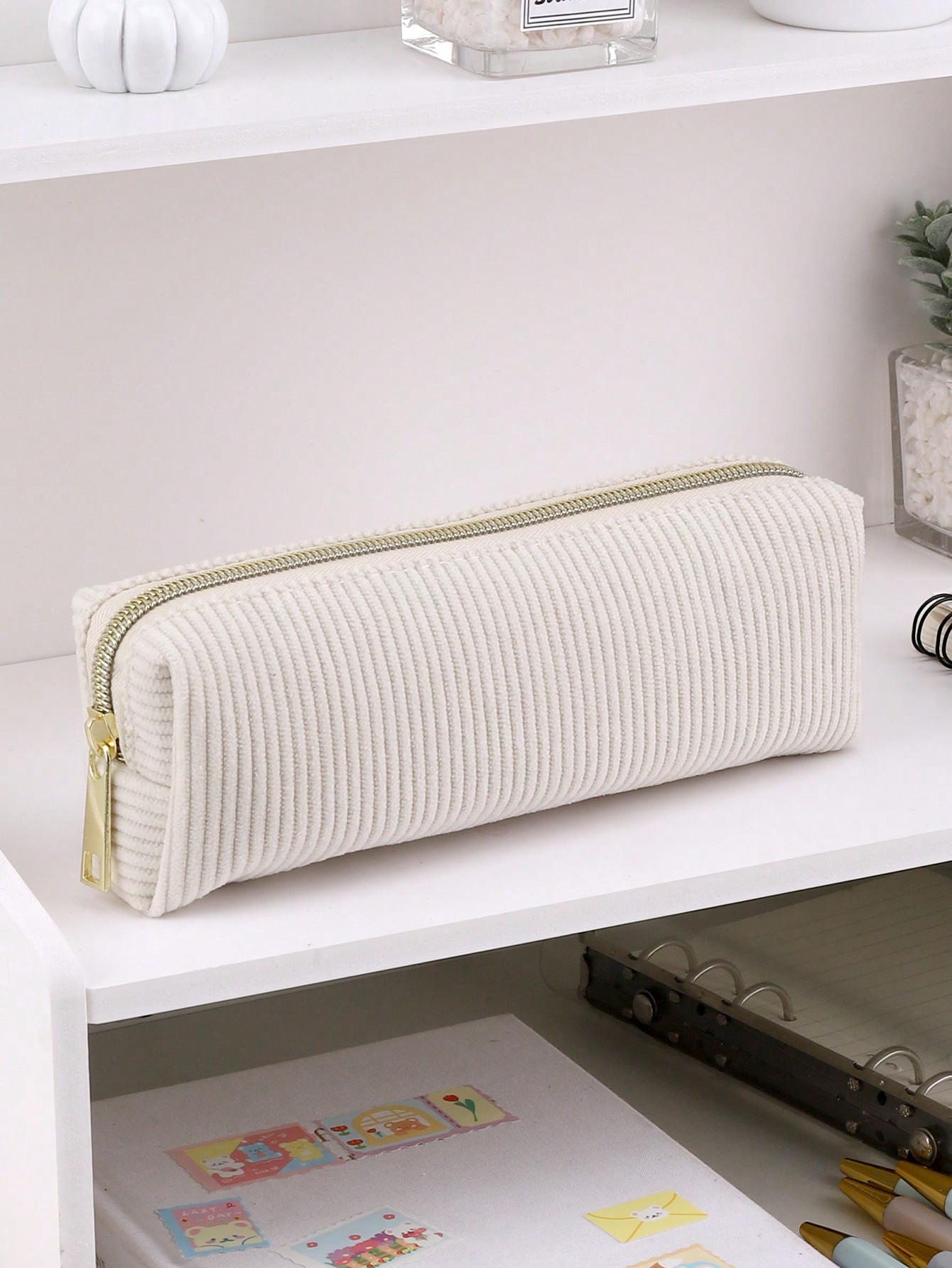 1pc Pencil Case Solid Color Plaid Multifunctional Pencil Case Diamond Pattern Large Capacity Penc... | SHEIN