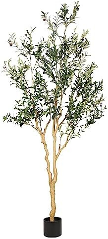 Realead Faux Olive Tree 7ft - Realistic Tall Silk Olive Trees Artificial Indoor Decor - Large Pot... | Amazon (US)