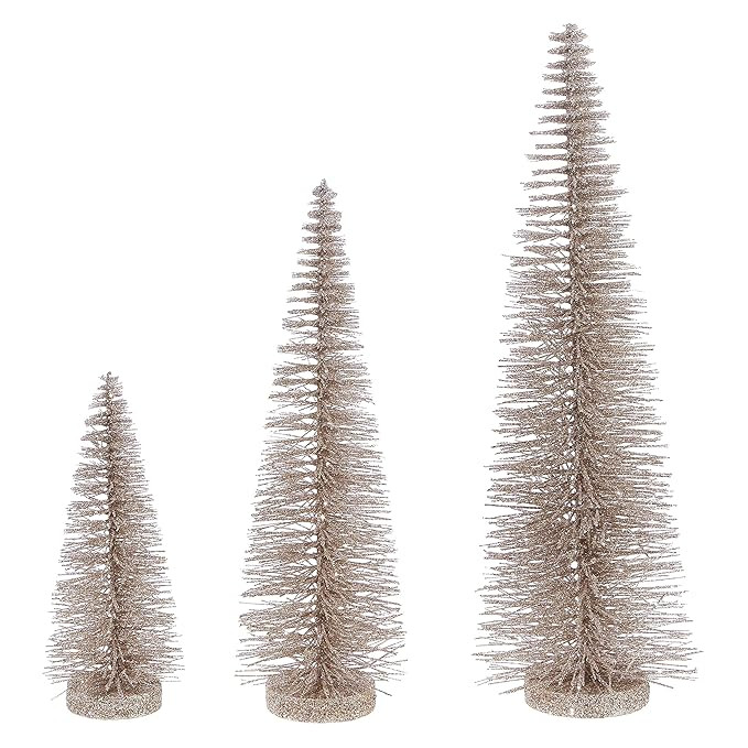 Raz Christmas Bottle Brush Trees Set of 3 in Sparkling Champagne Gold, 17.5 Inches,14 Inches and ... | Amazon (US)