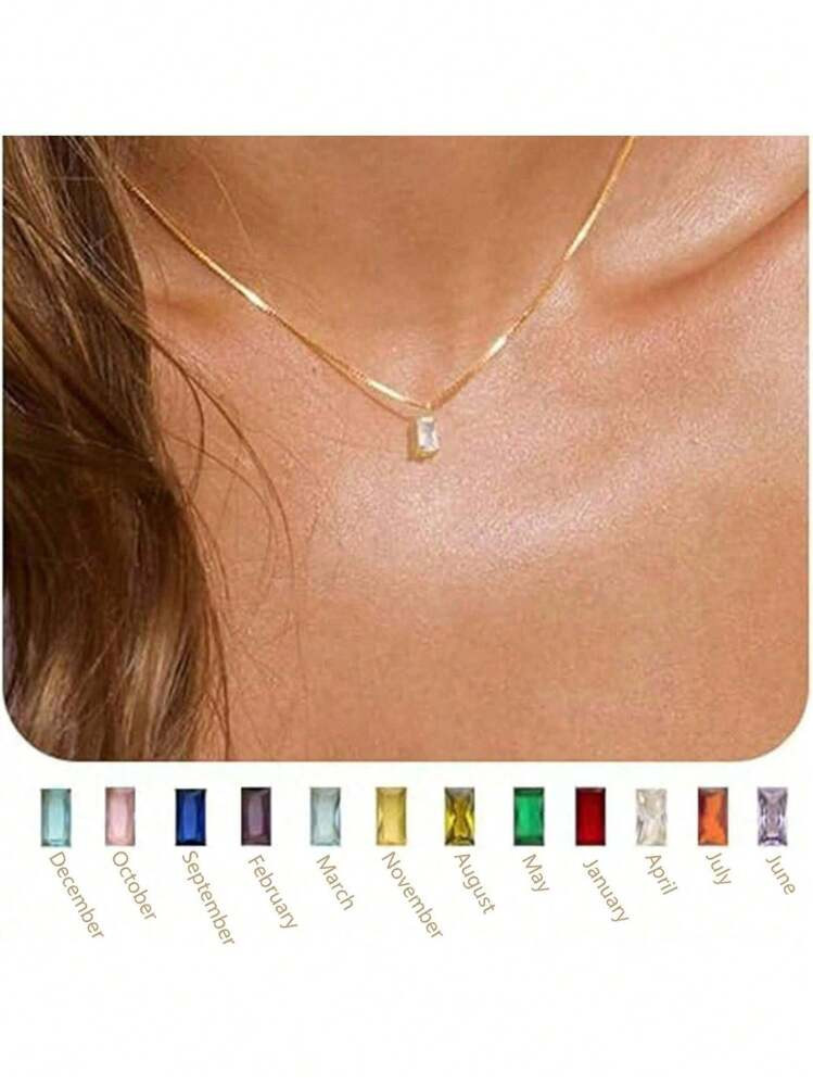 1pc Women's Diamond Necklace, Emerald Birthday Stone Necklace, Women's Mother Exquisite Gold Neck... | SHEIN