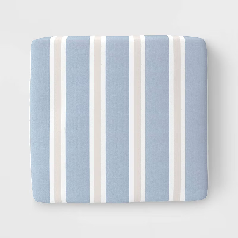 DuraSeason Fabric™ Woven Outdoor Deep Seat Cushion Navy/Linen Stripe - Threshold™ | Target