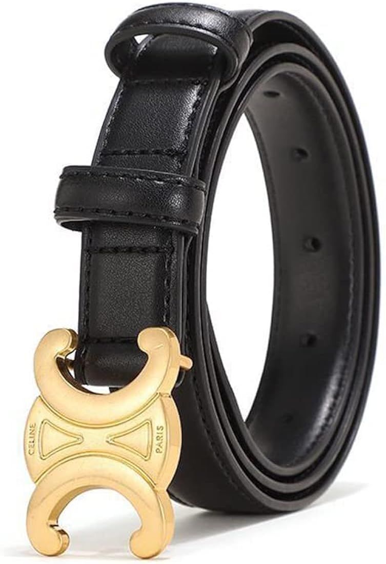 Women's belt fashion hollow buckle belt leather belt for jeans casual pants | Amazon (UK)