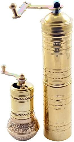 Manual Hand Grinder Mill SET for Turkish Greek Arabic Coffee Beans & Spice Pepper Salt , Brass (Dadd | Amazon (US)