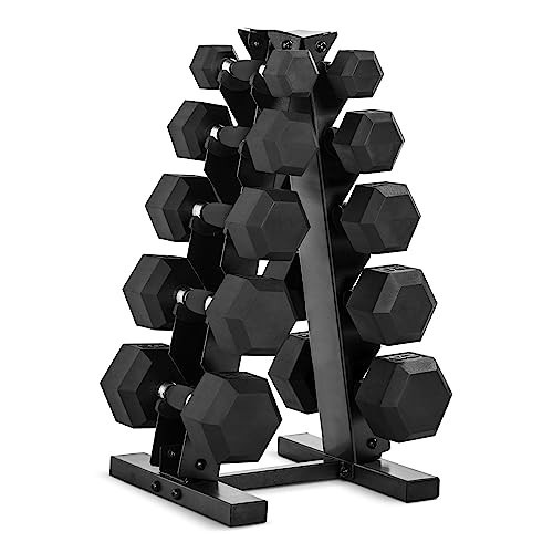 CAP Barbell 150lb Comfort Grip Rubber Encased Hex Dumbbell Set with Rack | Amazon (US)