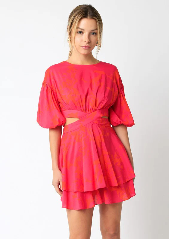 MACY MINI DRESS IN TROPICAL FUCHSIA | Indigeaux Denim Bar & Boutique