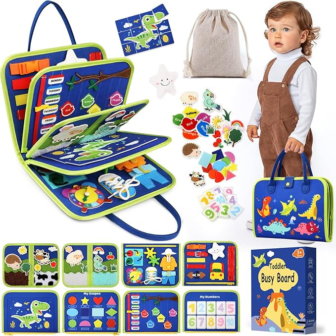 Toddler Sensory Busy Board: Travel Toy Activity Book for Girls Boys, Motor Skill Development Gift... | Amazon (US)
