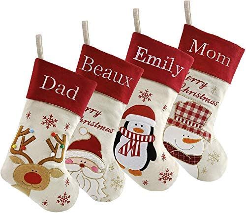 DearSun Set of 4, 18" Personalized Customization Christmas Stockings with Embroidery Technology, ... | Amazon (US)