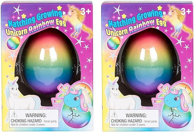 Set of 2 Surprise Growing Unicorn Hatching Rainbow Egg Kids Toys, Assorted Colors | Amazon (US)