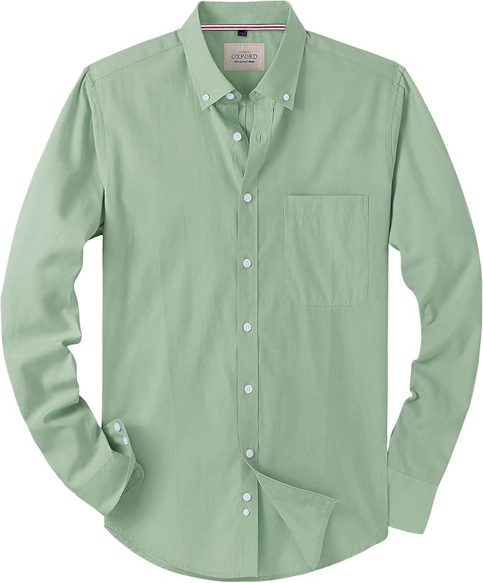 Alimens & Gentle Mens Solid Oxford Shirt Long Sleeve Dress Shirt Work Casual Button Down Shirts w... | Amazon (US)