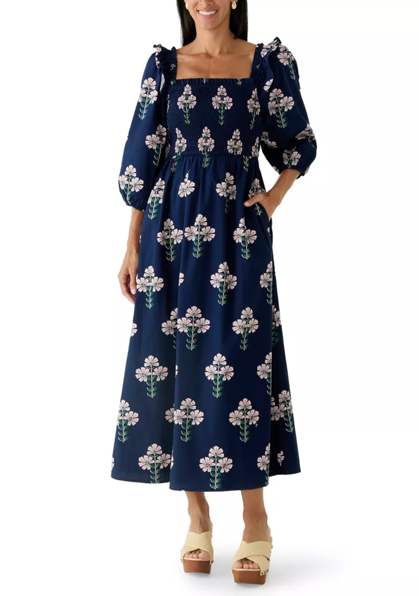 Women's 3/4 Sleeve Print Midi Dress | Belk