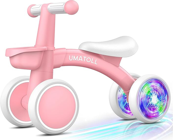 Umatoll Colorful Lighting Baby Balance Bike Toys for 1 Year Old Girl Gifts, Adjustable Seat, Firs... | Amazon (US)