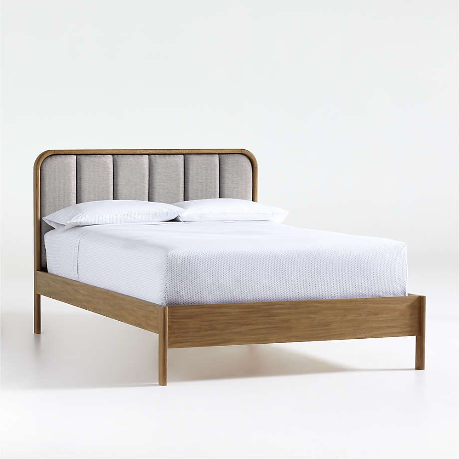 Wes Twin Upholstered Wood Bed + Reviews | Crate & Kids | Crate & Barrel