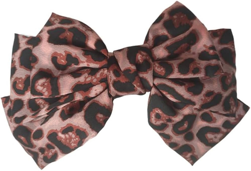 Large Leopard Print Bow Hair Clip, Rhinestone Flower Spring Clip Barrette Wrapping Headwear Hair ... | Amazon (US)