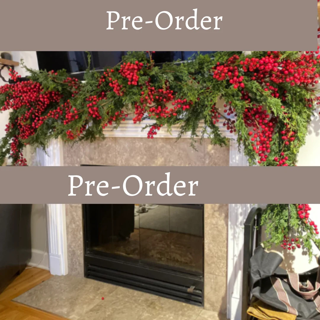 Pre-Order 9ft Cedar and Red Berry Garland | Journey Decor