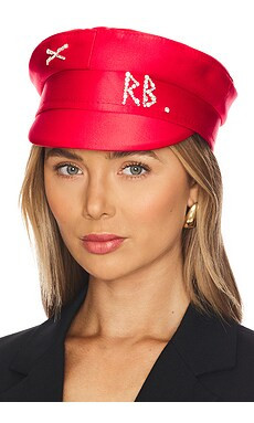 Ruslan Baginskiy Crystal-embellished Satin Baker Boy Cap in Red from Revolve.com | Revolve Clothing (Global)