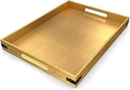 Inside Story - Luxury Gold Decorative Tray 16.5x12.5 | Elegant Ottoman Tray | Gold Foil Coffee Ta... | Amazon (US)