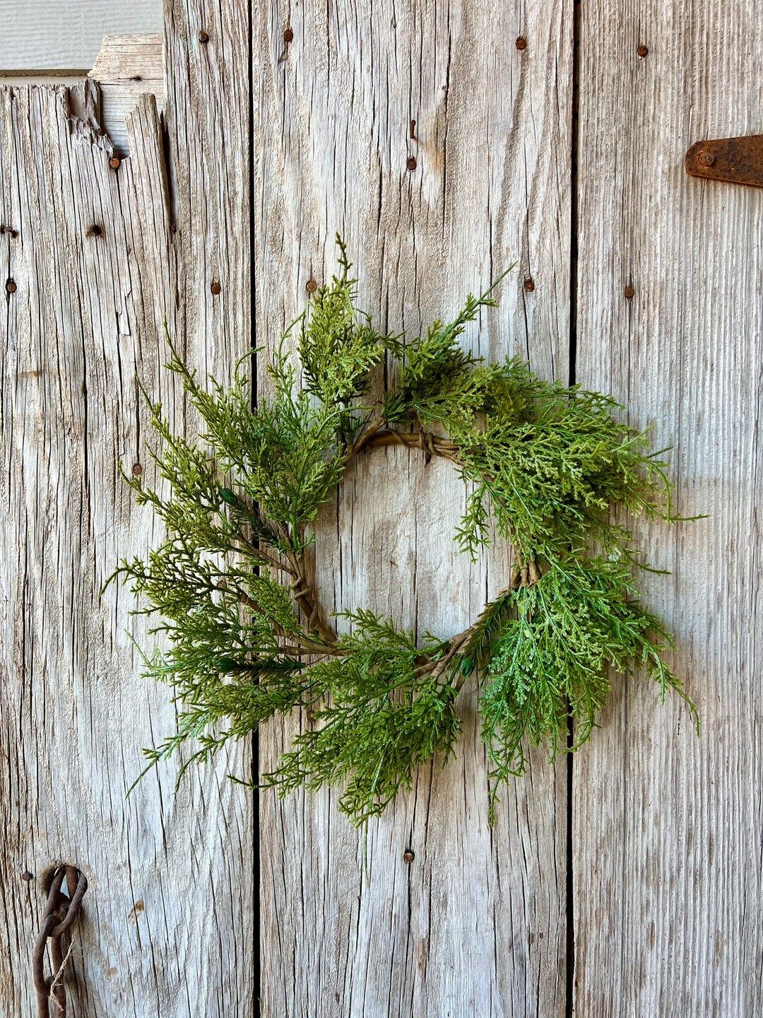 Rustic Cedar Candle Wreath, Christmas Wreath, Winter Wreath, Country Decor, Farmhouse Decor, Chri... | Etsy (US)