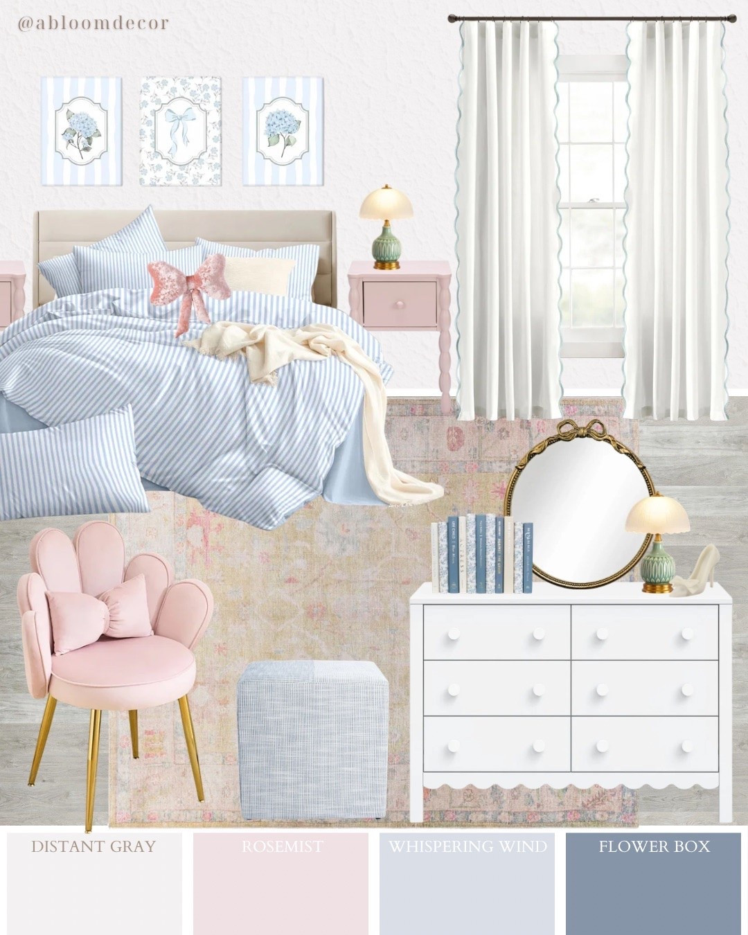Dreamy Blue Striped Tween Bedroom Mood Board

#LTKHome