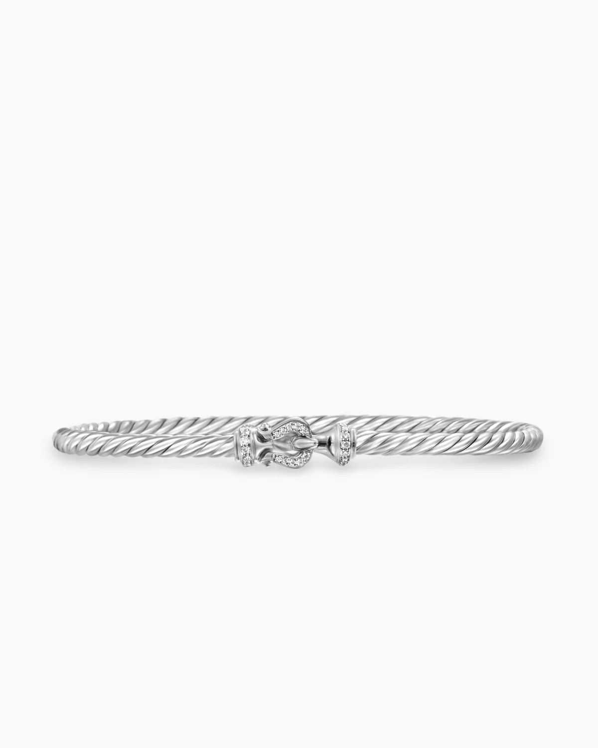 David Yurman | Buckle Classic Cable Bracelet in Sterling Silver with Diamonds, 3mm | David Yurman