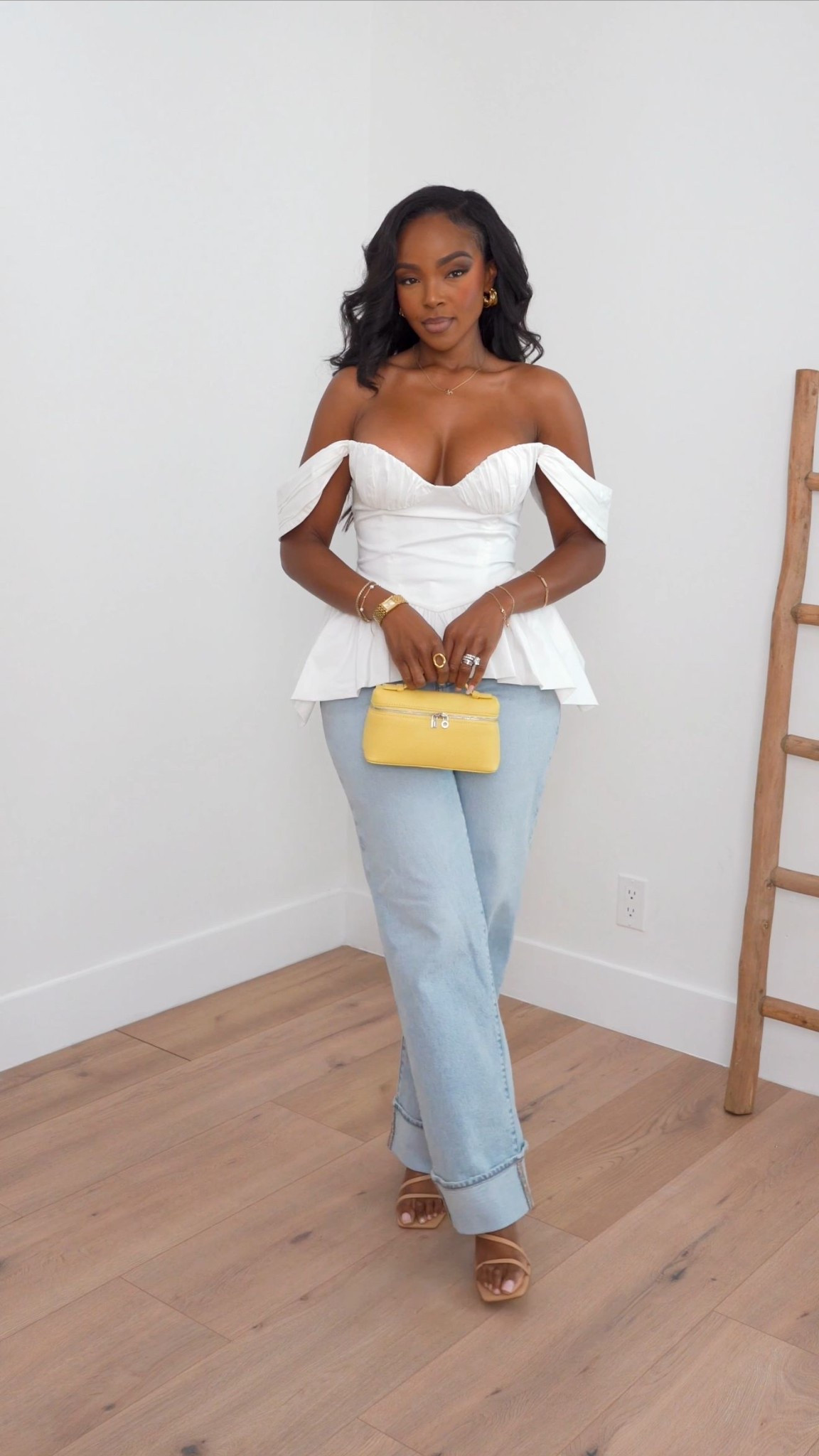 Giving effortless Chanel-inspired vibes with this try-on look — a cute off-the-shoulder flared white top, light wash cuffed denim jeans, tropical heels, and a bold yellow bag to make it pop! The combo is soft, chic, and vacation-brunch ready with a hint of designer energy.

I’m loving how feminine and luxe this set feels — would you wear it as-is or remix it your way? Drop a genuine comment if you’re vibing with this look like I am!

For reference: I’m 5’4”, 140 lbs, size Small/6.
#BlackWoman giving soft girl elegance with a little island glam!

⸻

#PetiteFashion #PlusSizeFashion #MidsizeFashion #Petite #PlusSize #MensOutfits #Size14 #TallWomenFashion #DressJeans #WorkOutfit #Dresses #CountryConcertOutfit #Shoes #DateNightOutfit #Workwear #TrenchCoat #ChanelInspired #TryOnHaul #SoftGirlStyle #VacationOutfit #SpringStyle #YellowBag #OffTheShoulderTop #DenimAndHeels