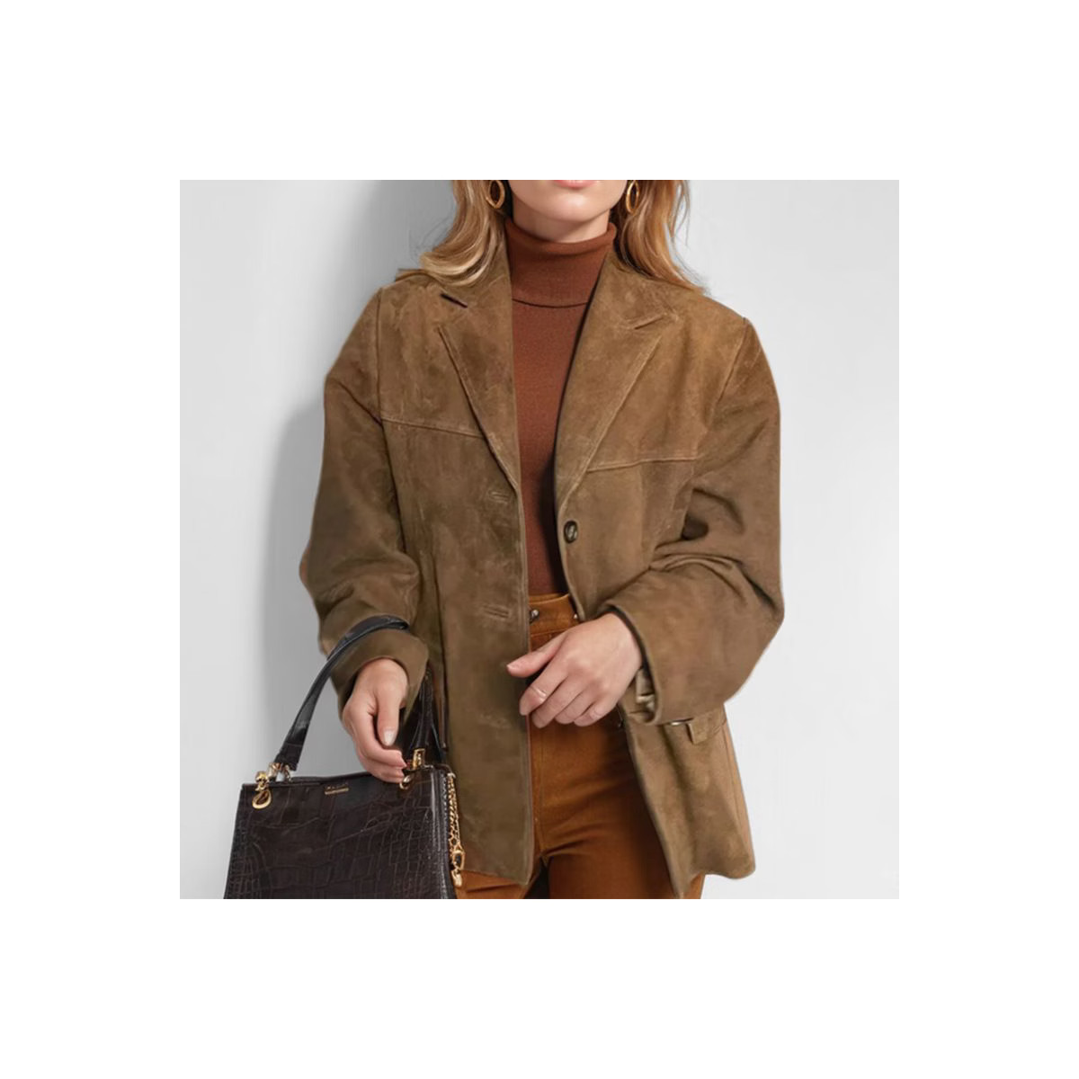 Coolmee Women's Faux Suede Leather Jackets Casual Cropped Coats Vintage Button Down Shackets | Target