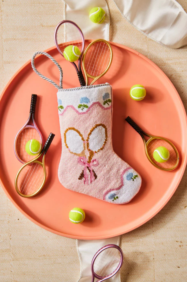 Limited Edition: Palm Beach Lately: Ready to Rally in Pink, Art by Frances Abel | Bauble Stockings