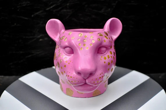 Pink Leopard Pot Cover  Eclectic Decor  Planter  Eclectic | Etsy | Etsy (US)
