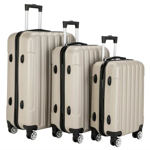 Zimtown 3 Piece Nested Spinner Suitcase Luggage Set With TSA Lock Champagne Gold - Walmart.com | Walmart (US)