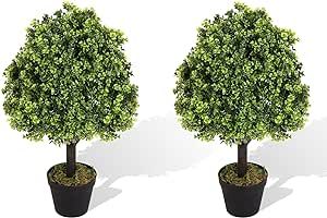 2.3ft Topiary Trees Artificial Outdoor 27.55 inch 2 Pack Faux Boxwood Plants Outside Set of 2 Fak... | Amazon (US)