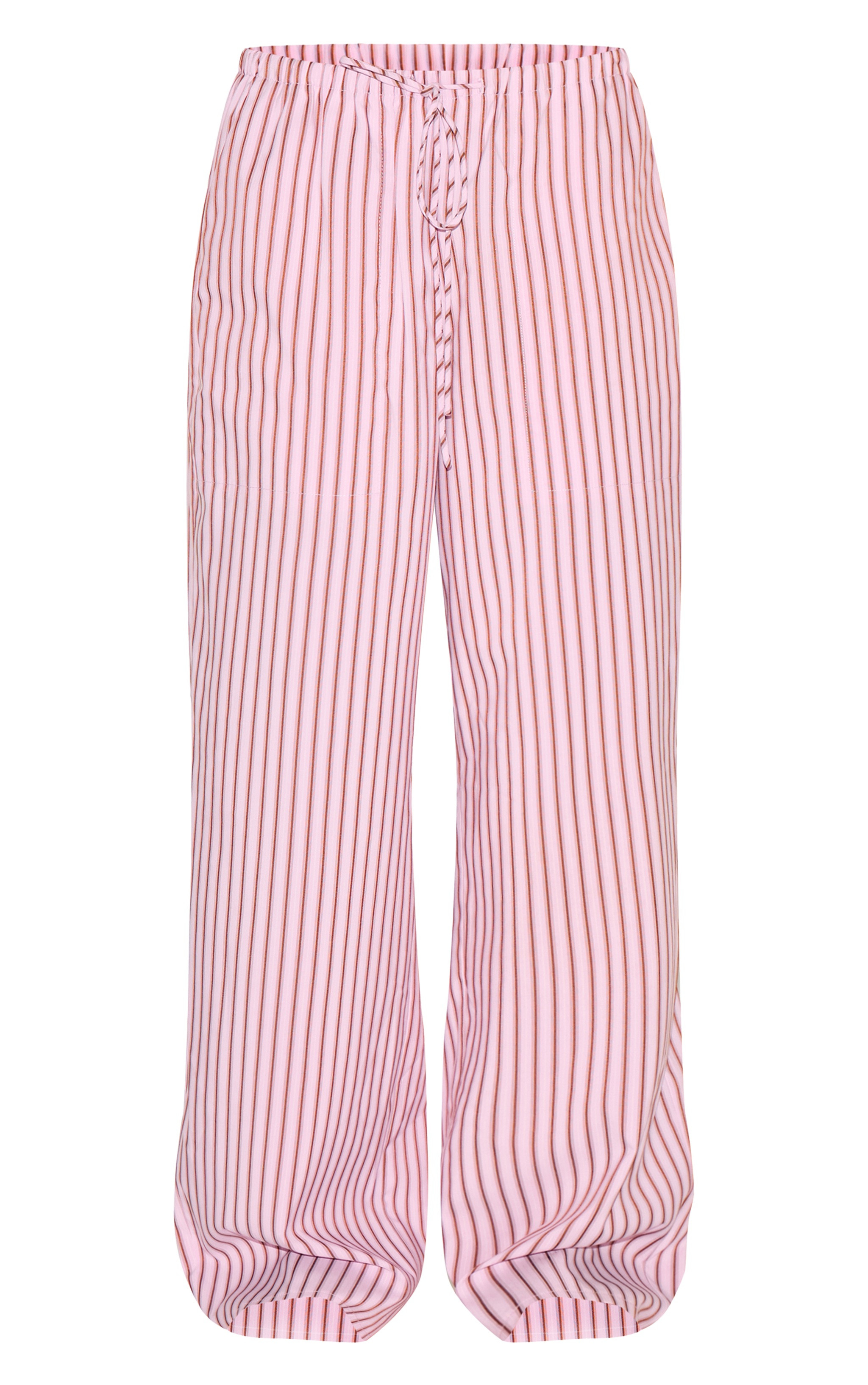 Candy Pink Striped Drawstring Straight Leg Pants | PrettyLittleThing US