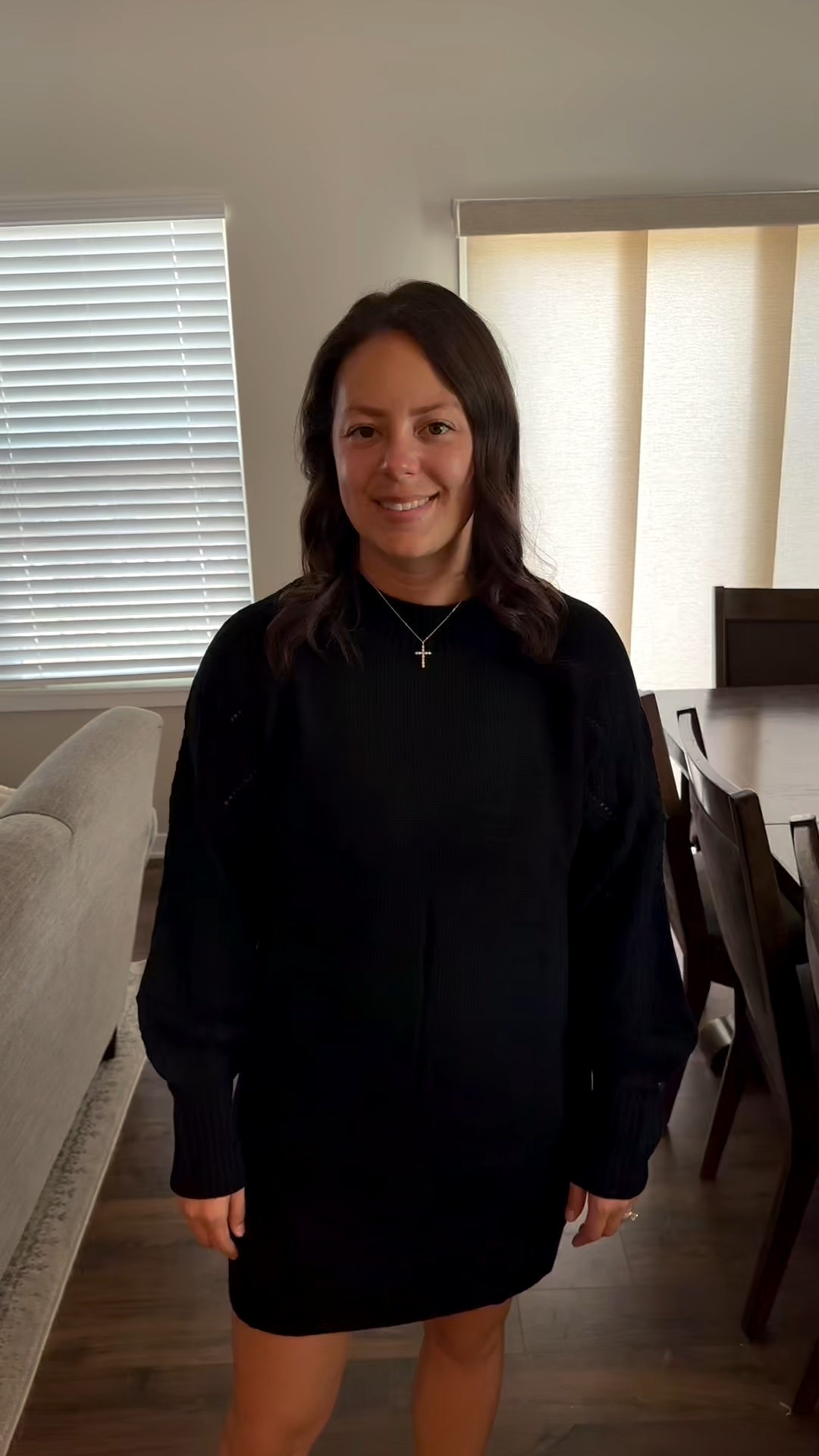 This sweater dress is perfect for fall and winter. It’s made of a soft and stretchy material. I am wearing my normal size medium. 

#LTKStyleTip #LTKFindsUnder100 #LTKFindsUnder50