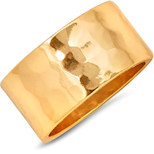 Gold Plated Rings for Women - Chunky Rings for Women, Chunky Gold Ring Bands, Gold Stacking Thick Trendy Thumb Ring, Size 9 | Amazon (US)