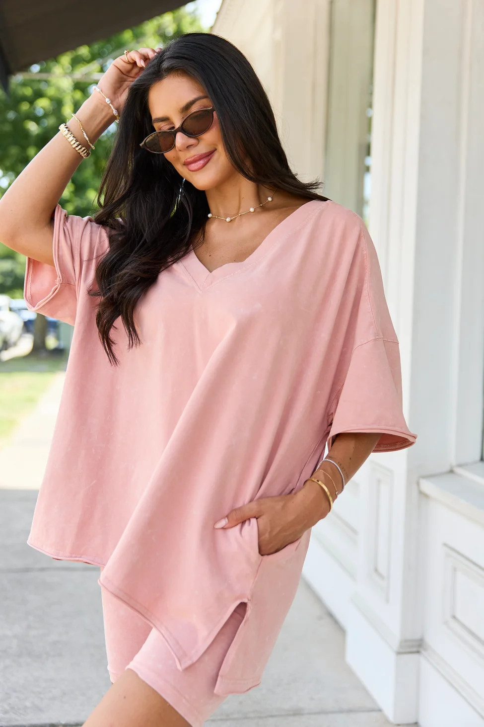 Britton Peach Reversible Tee DOORBUSTER | Pink Lily