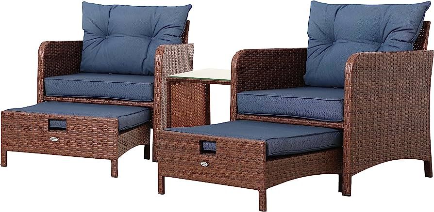 PAOLFOX 5 Piece Patio Furniture Sets,Outdoor Patio Chairs,Outdoor Chair with Ottoman,Patio Conver... | Amazon (US)