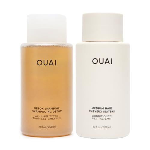 OUAI Detox Shampoo & Medium Hair Conditioner Bundle - Clarifying Shampoo for Build Up, Dirt, Oil, Product and Hard Water & Hydrating Conditioner for Medium Hair (2 Count) | Amazon (US)